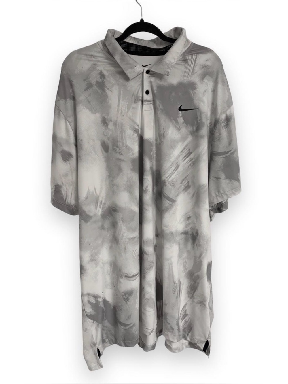 Nike Men’s Gray Marble-Pattern Polo Shirt